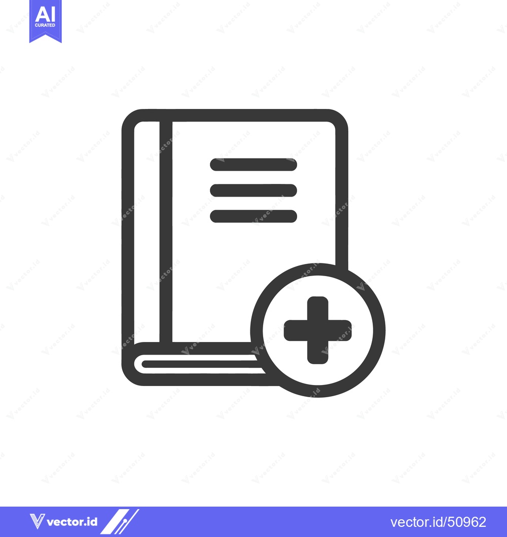 Premium Vector of Add Book Icon: Simple Black and White Design with Plus Symbol