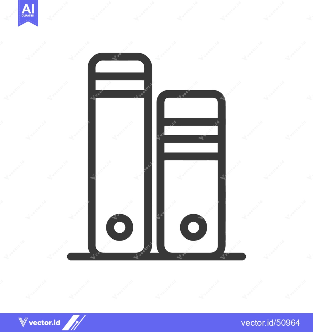 Premium Vector dari Minimalist Icon of Two Ring Binders, Dark Gray Outline on White Backgr