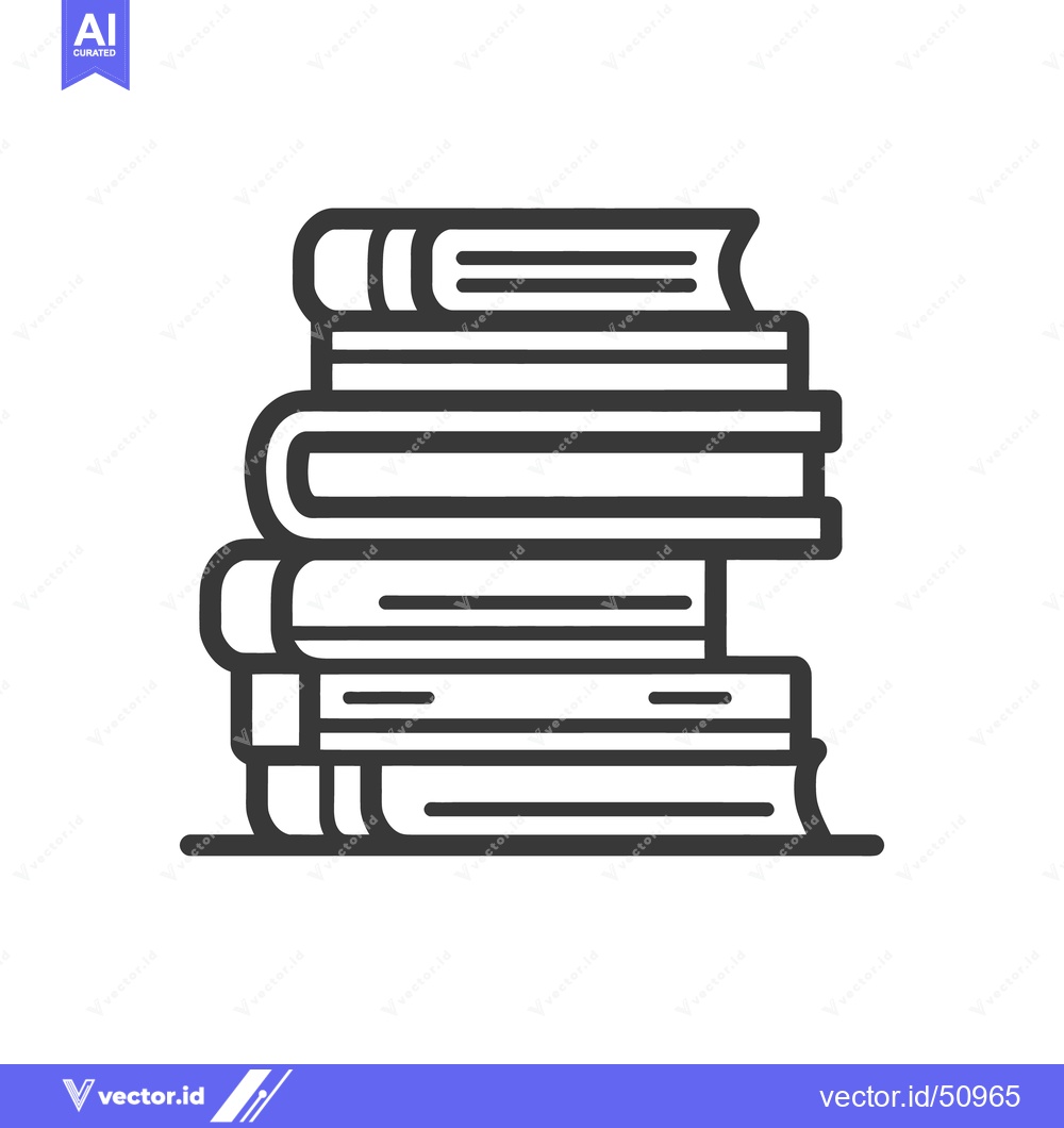 Premium Vector dari Stack of Books Icon: Minimalist Line Art for Education and Knowledge