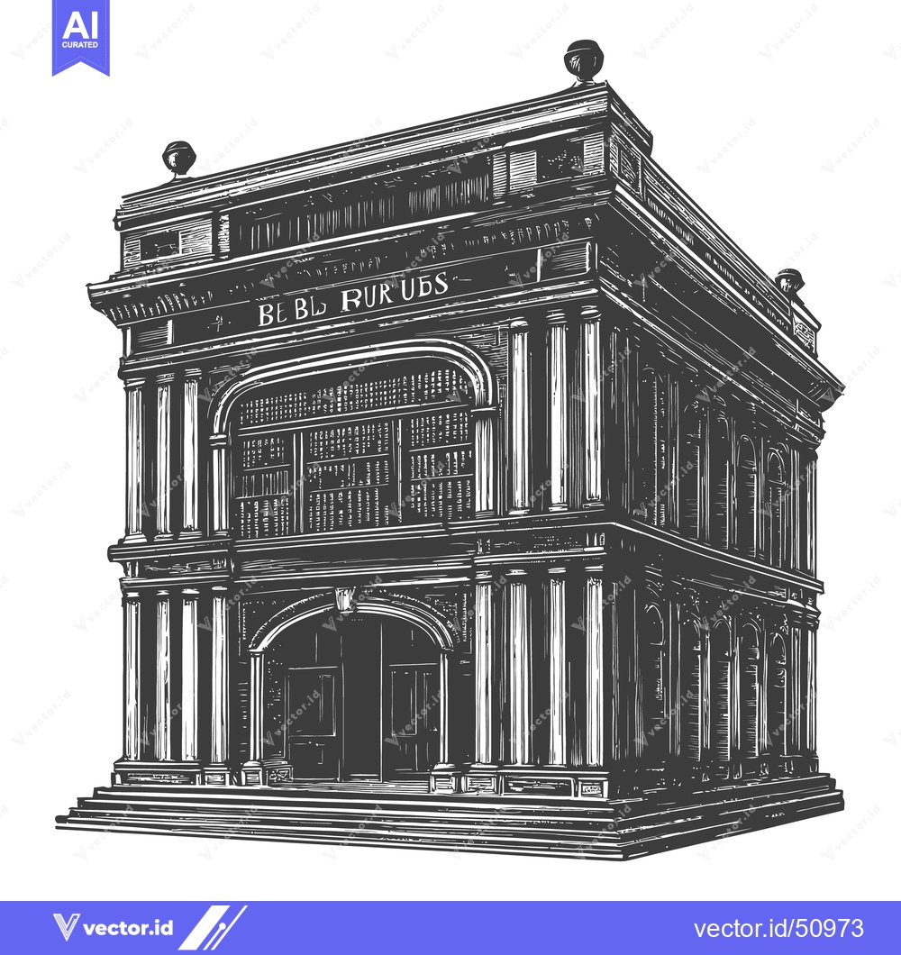 Premium Vector of A detailed black and white illustration of a grand classical building