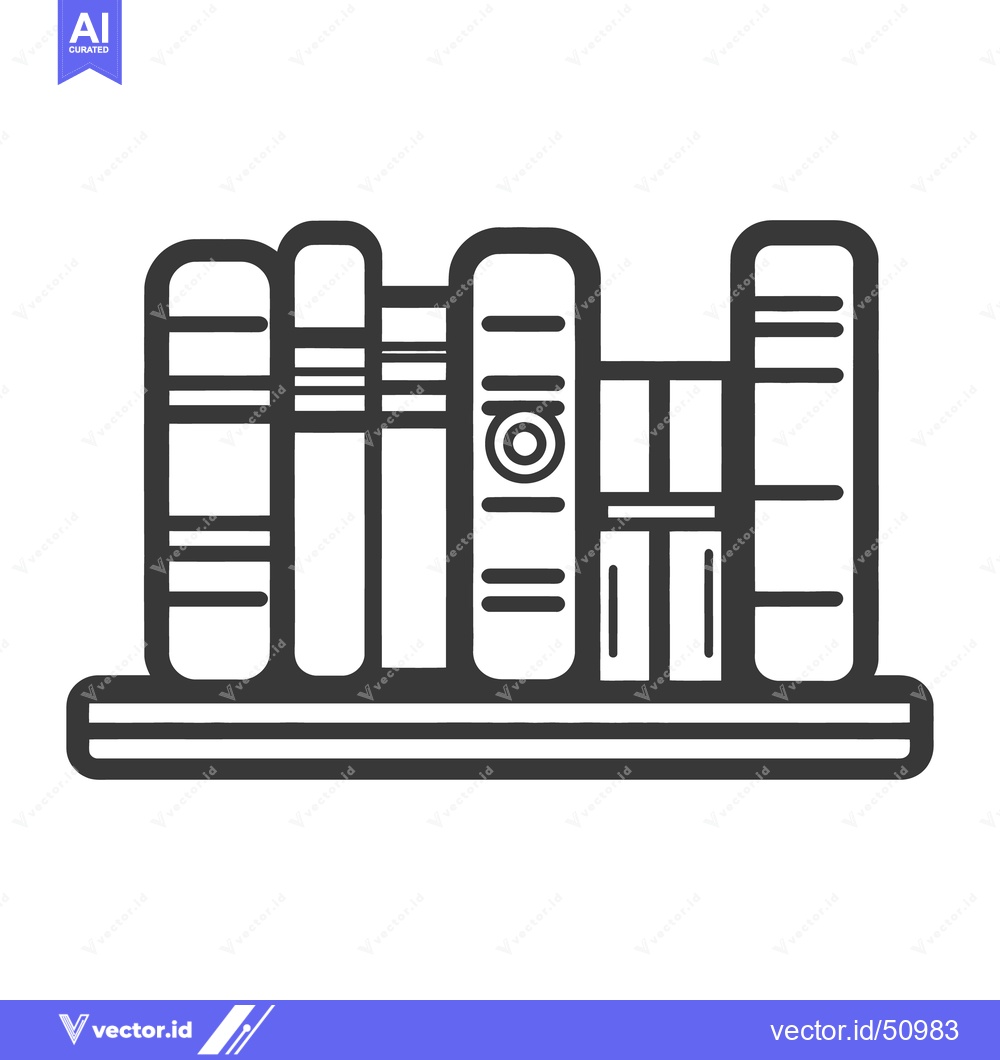 Premium Vector dari A black and white drawing of books on a shelf