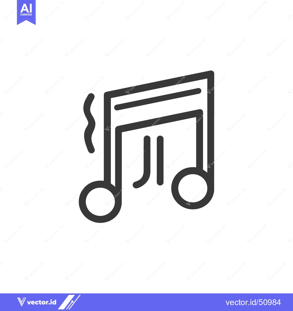 Premium Vector dari Minimalist Music Note Icon with Sound Wave, Bold Outline Design