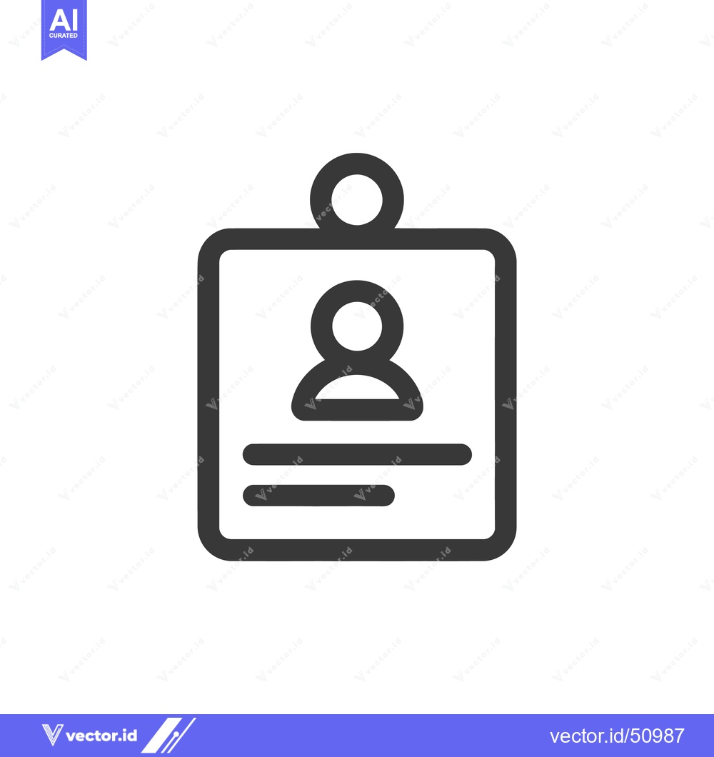 Premium Vector dari Minimalist Identity Badge Icon with Person Silhouette and Text Lines