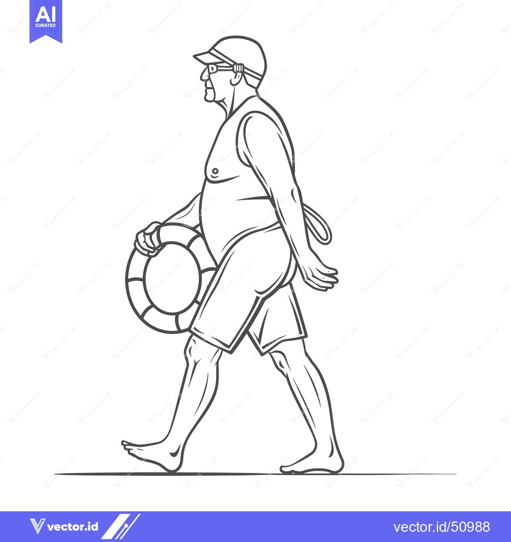 Premium Vector dari Lifeguard Walking with Lifebuoy