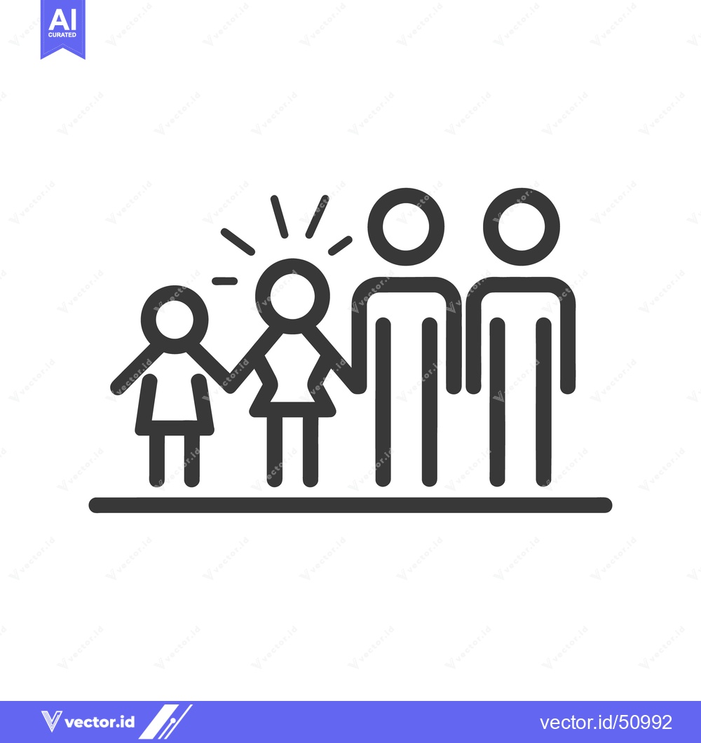 Premium Vector dari A line art depiction of a family holding hands together