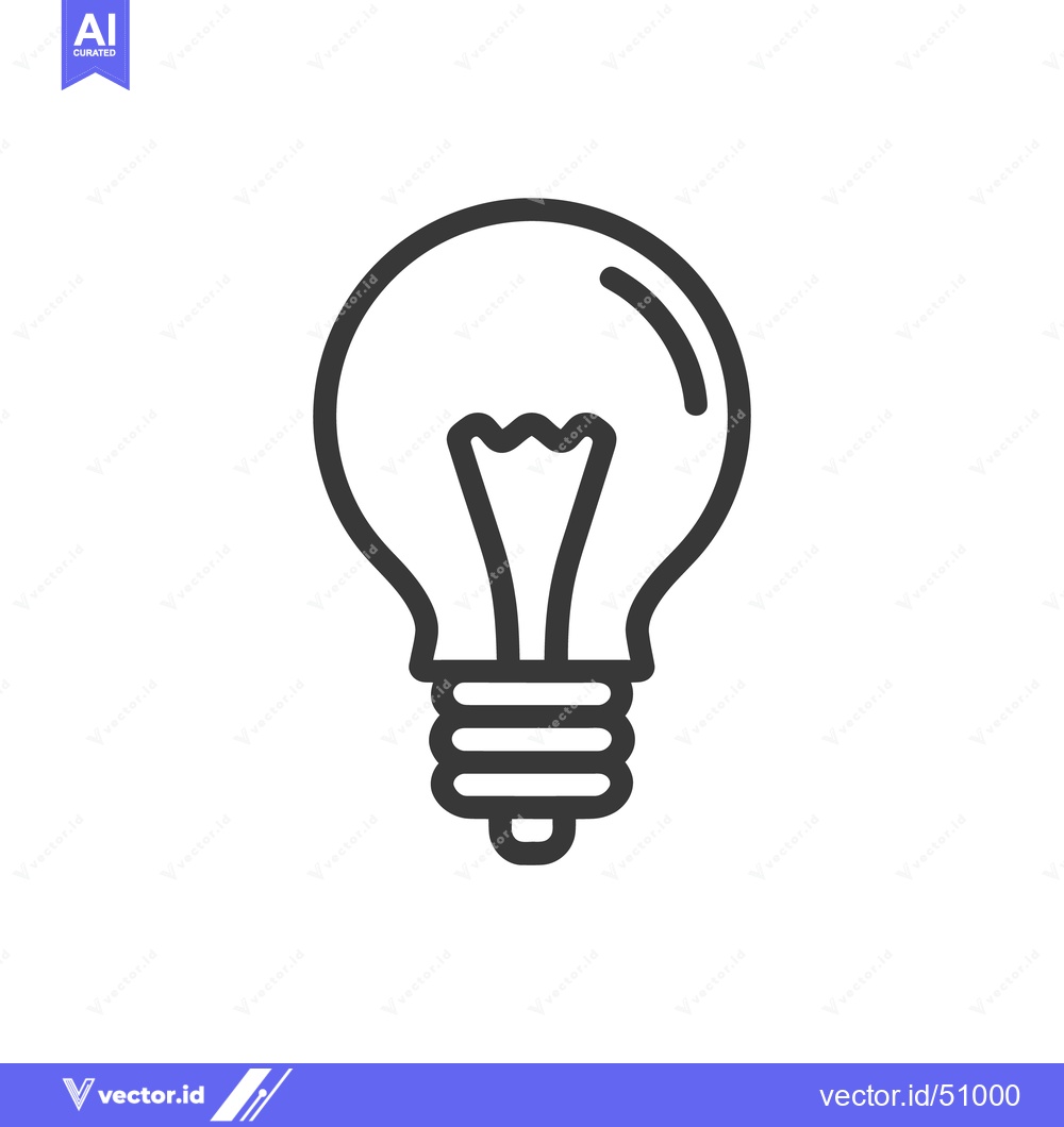 Premium Vector dari Minimalist Light Bulb Icon: Bold Outline on White Background