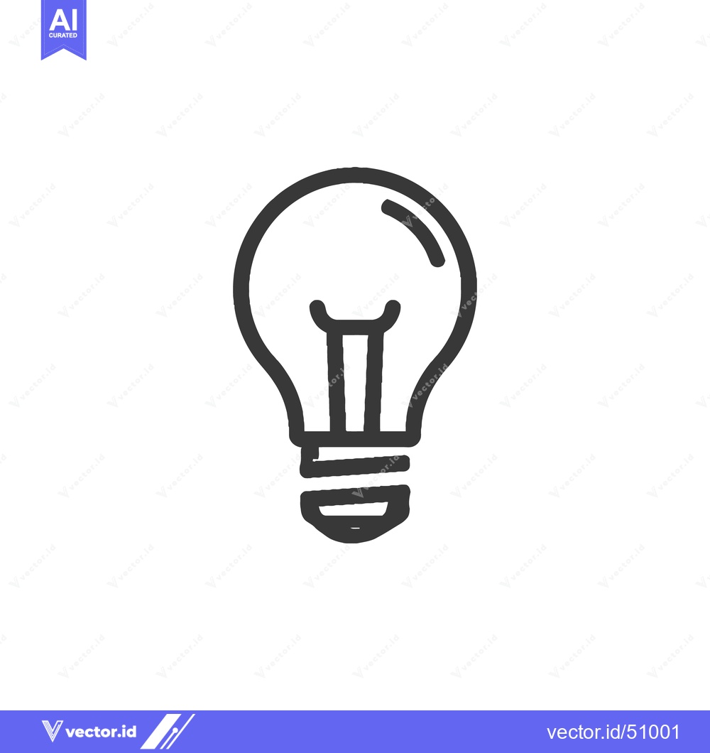 Premium Vector dari Minimalist Light Bulb Icon: Bold Outline on White Background