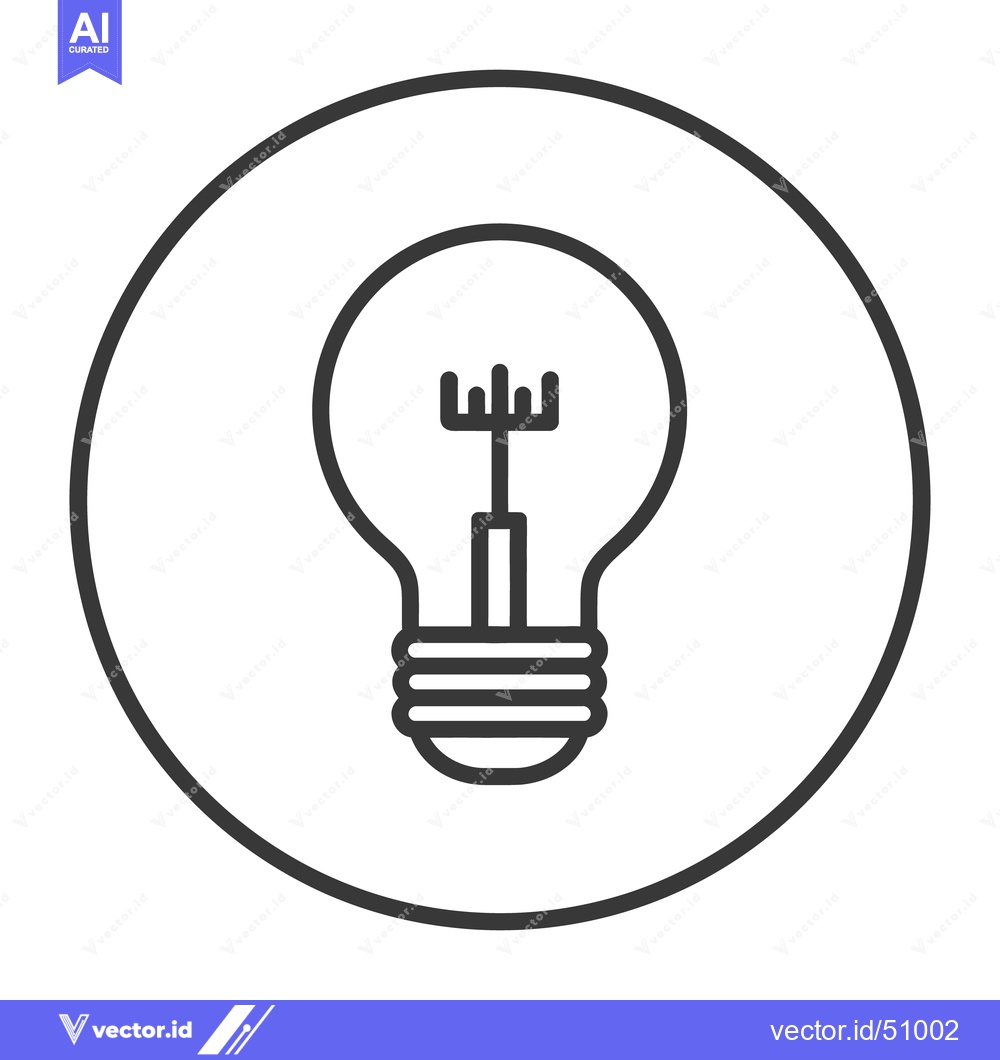 Premium Vector of Minimalist Lightbulb Icon in Circle, Idea Generation Symbol, Innovatio