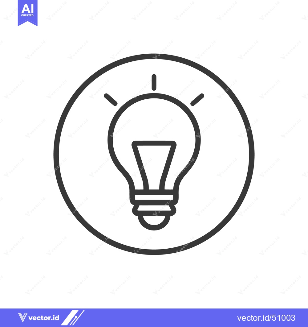 Premium Vector dari Minimalist Lightbulb Icon in Circle, Idea Generation Symbol