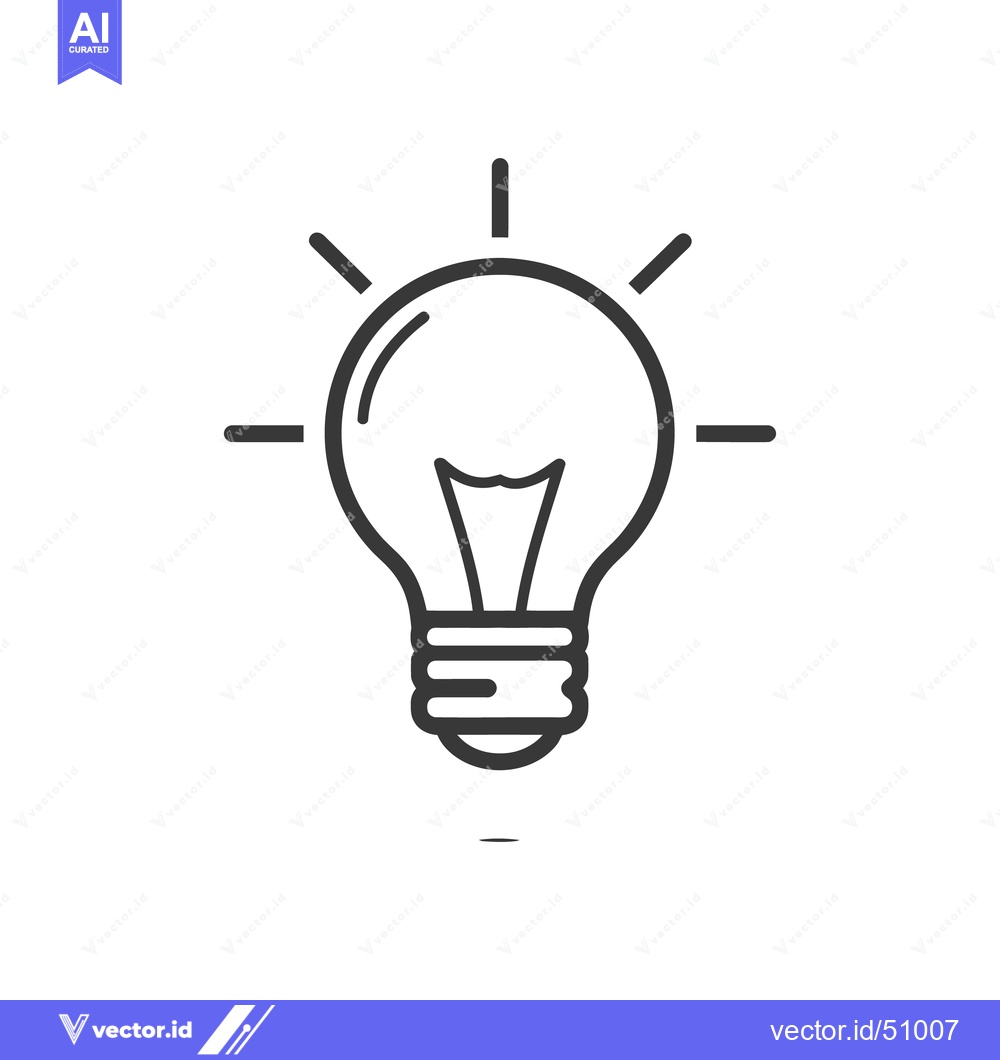 Premium Vector dari Minimalist Light Bulb Icon with Radiating Lines on White Background