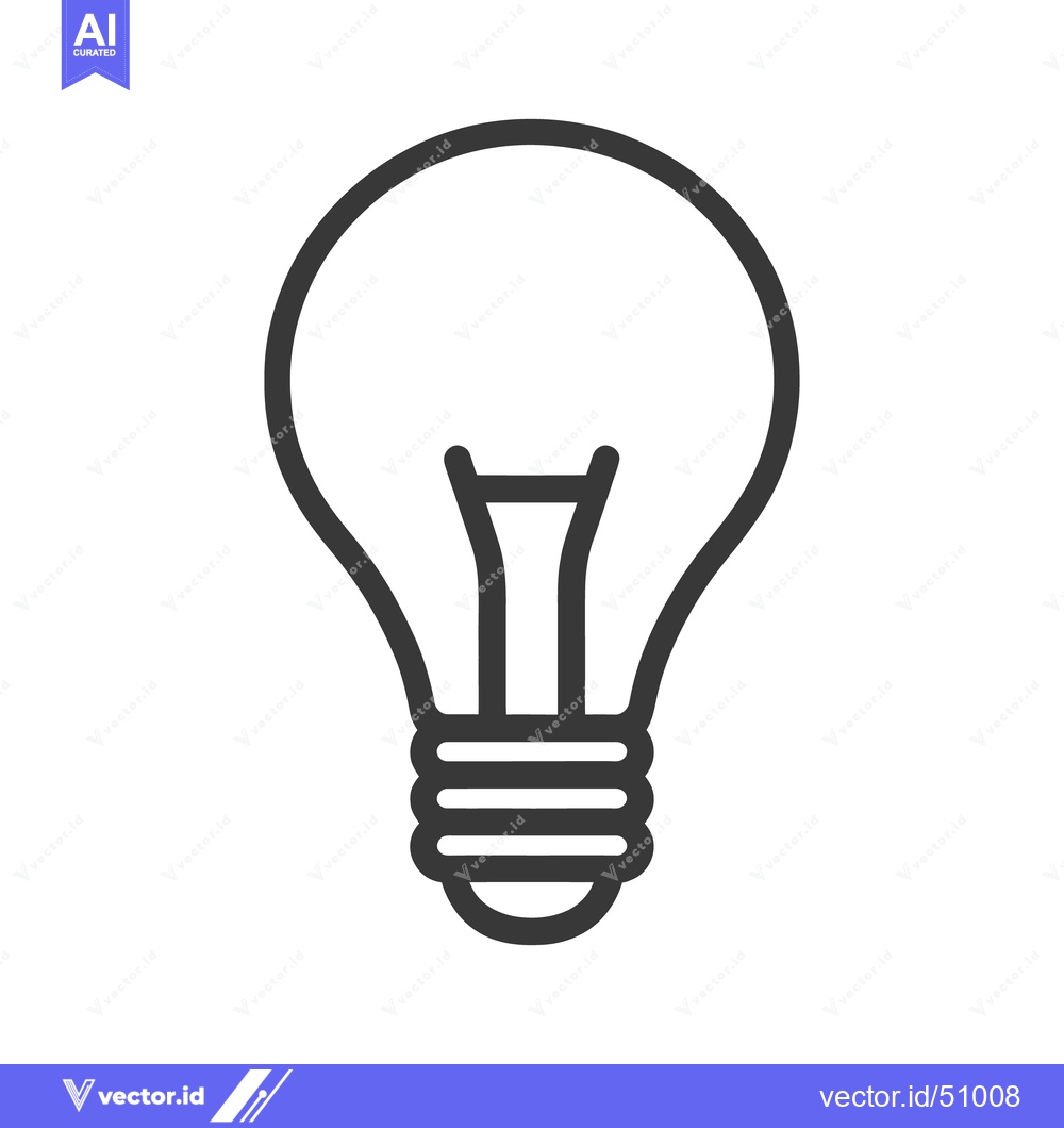 Premium Vector dari Minimalist Light Bulb Icon: Simple, Clean Design on White Background