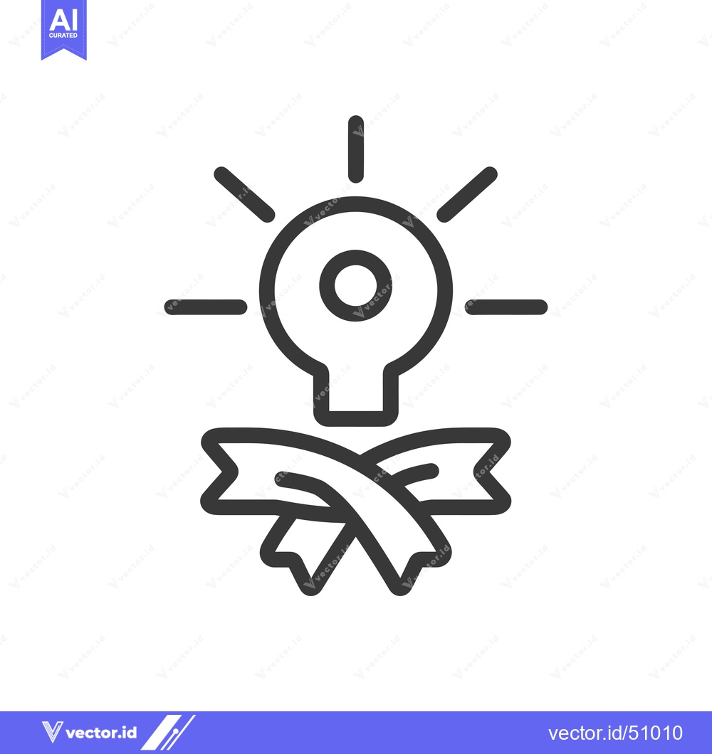 Premium Vector of Lightbulb Icon with a Ribbon Below
