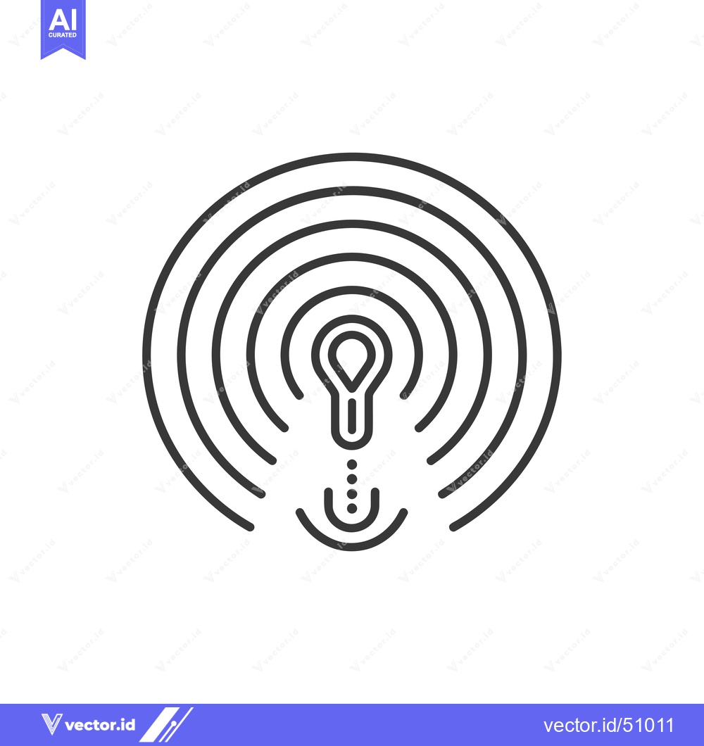 Premium Vector dari Lightbulb Icon with Concentric Circles Representing Signal or Coverage
