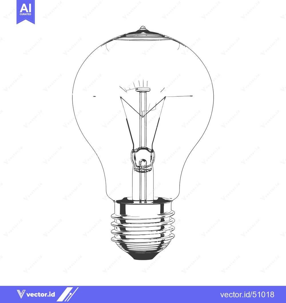 Premium Vector dari A black and white line drawing of an electric lightbulb