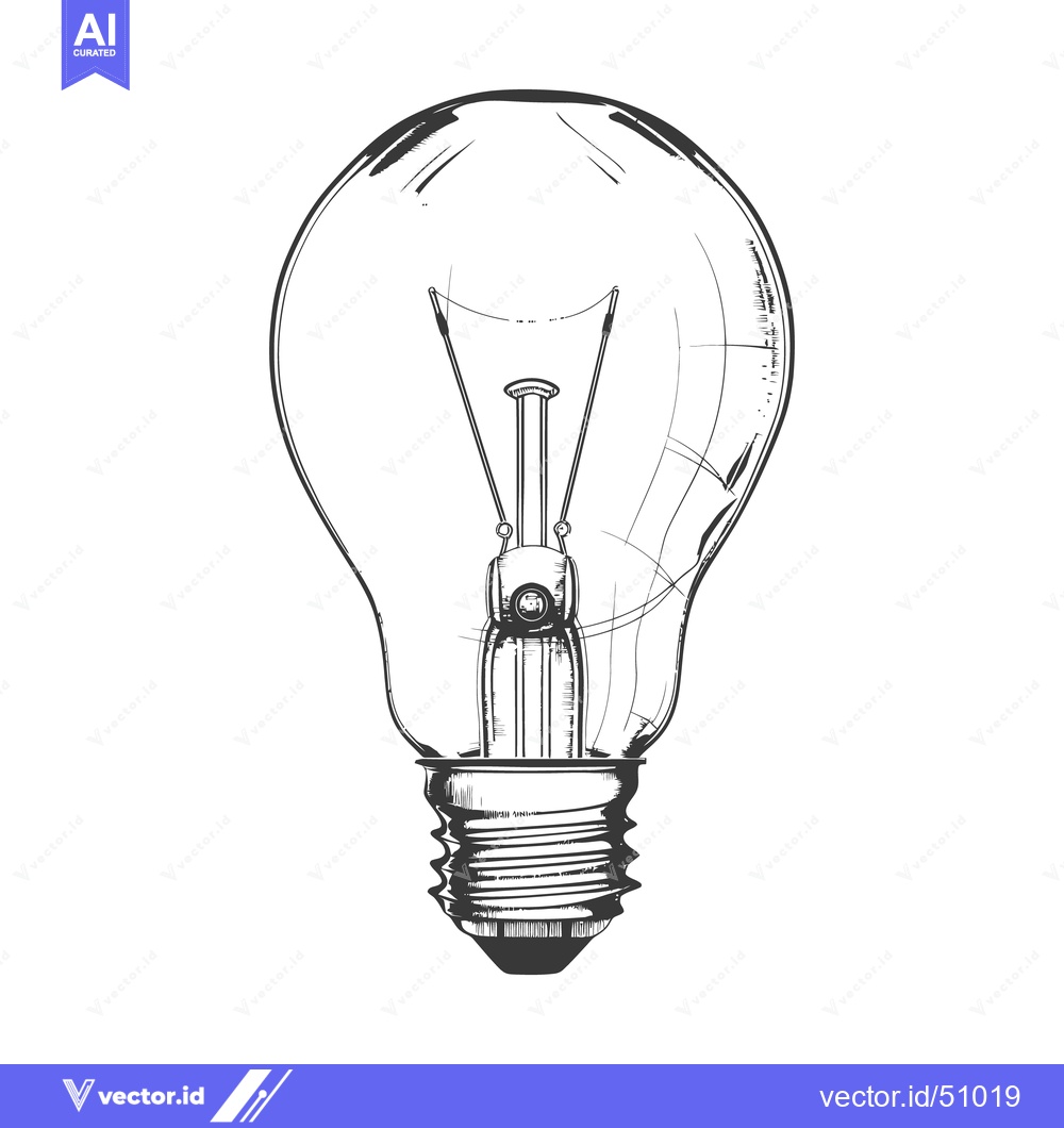 Premium Vector of A detailed black and white sketch depicting a simple lightbulb design