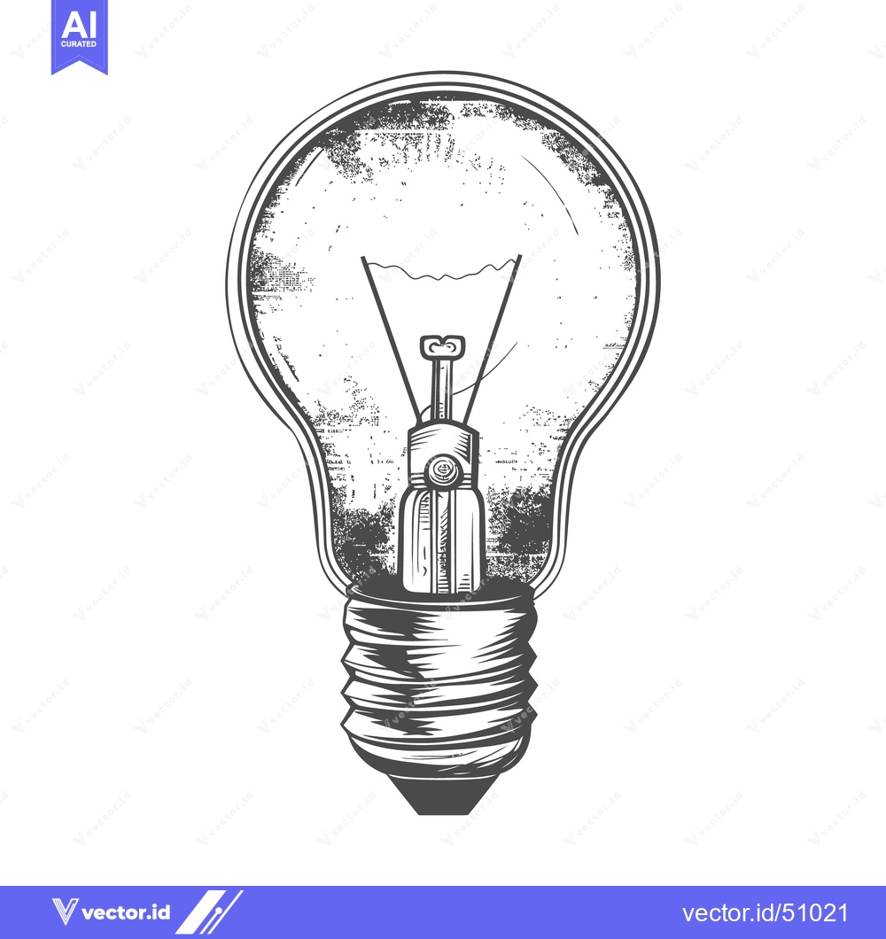 Premium Vector dari A monochrome drawing depicting a classic light bulb design