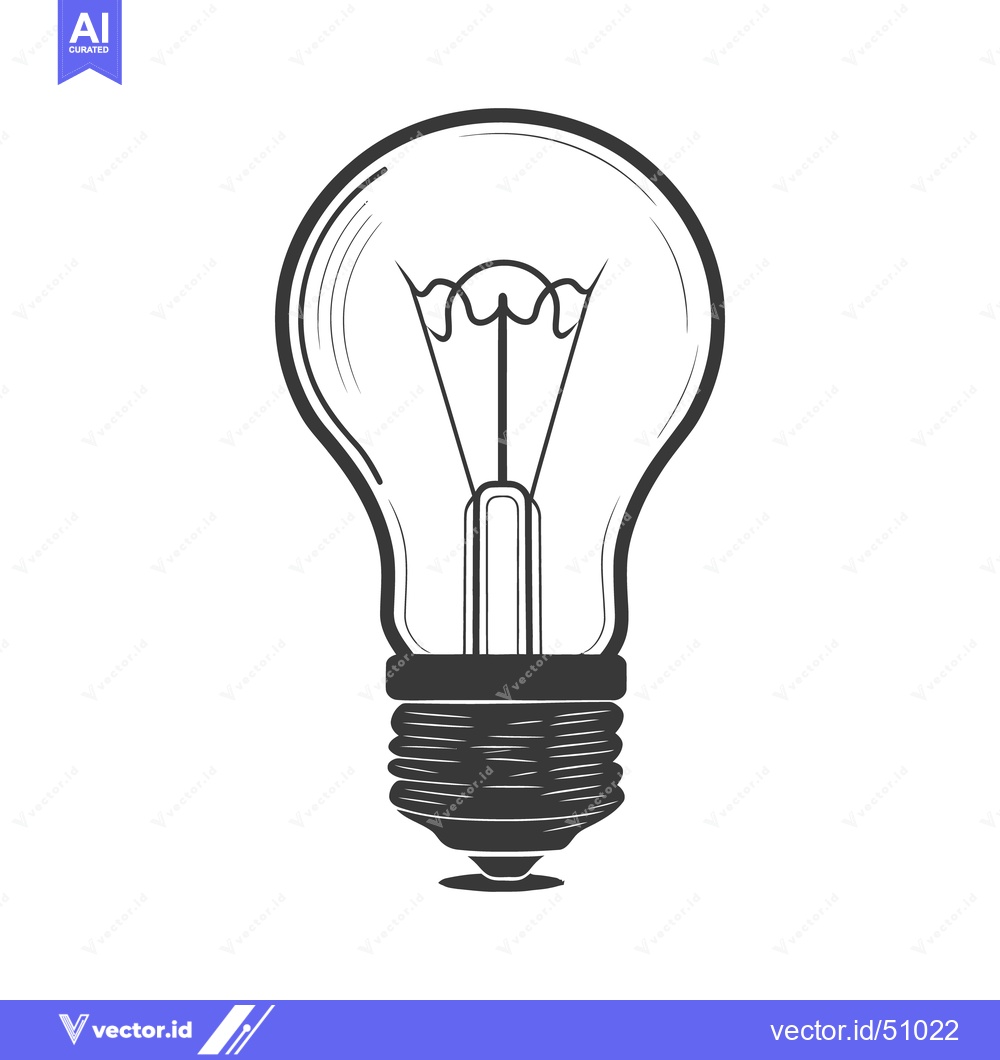 Premium Vector dari A Simple Black And White Image Of A Light Bulb