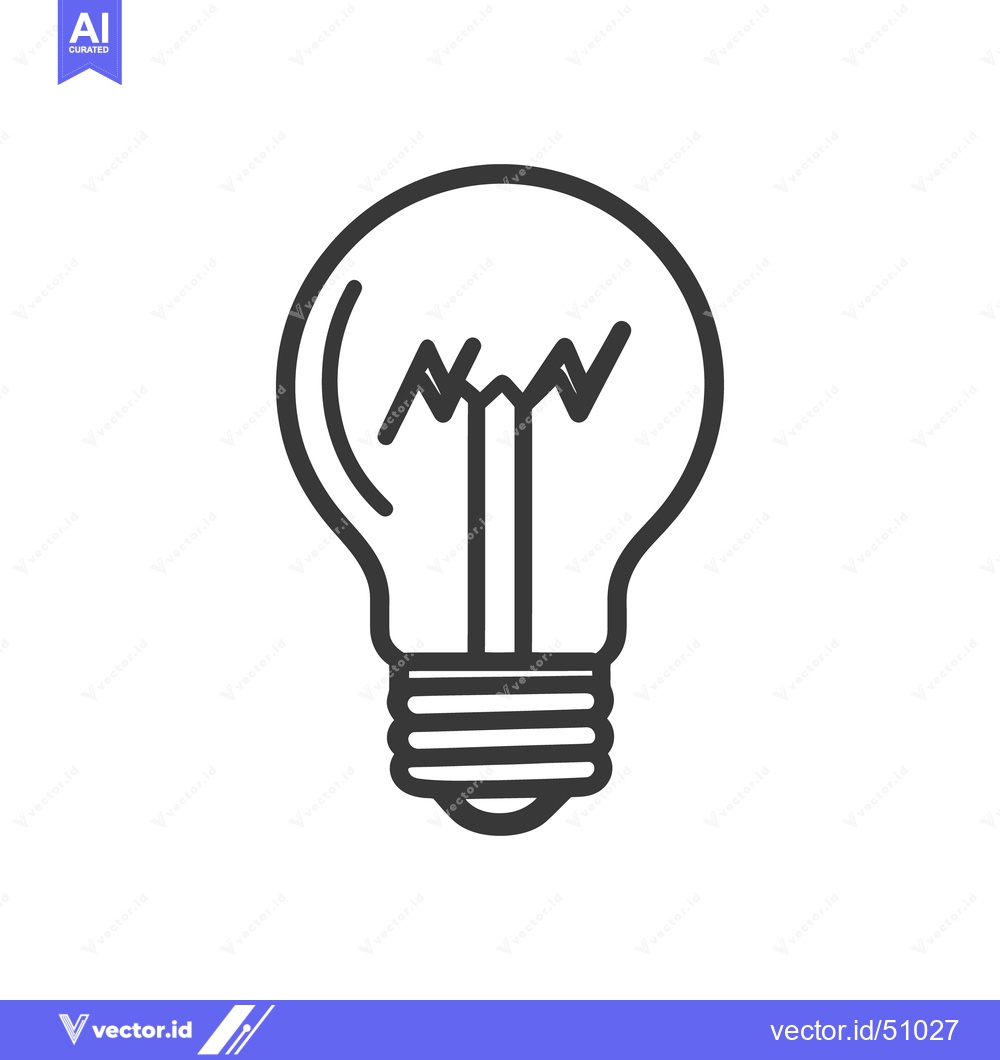 Premium Vector dari A simple black and white graphic illustration of a light bulb
