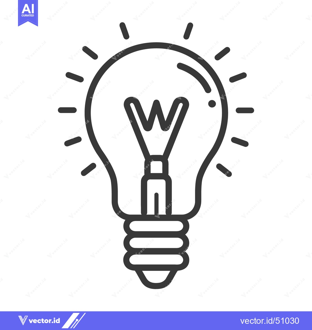 Premium Vector of A simple line drawing of an illuminated light bulb