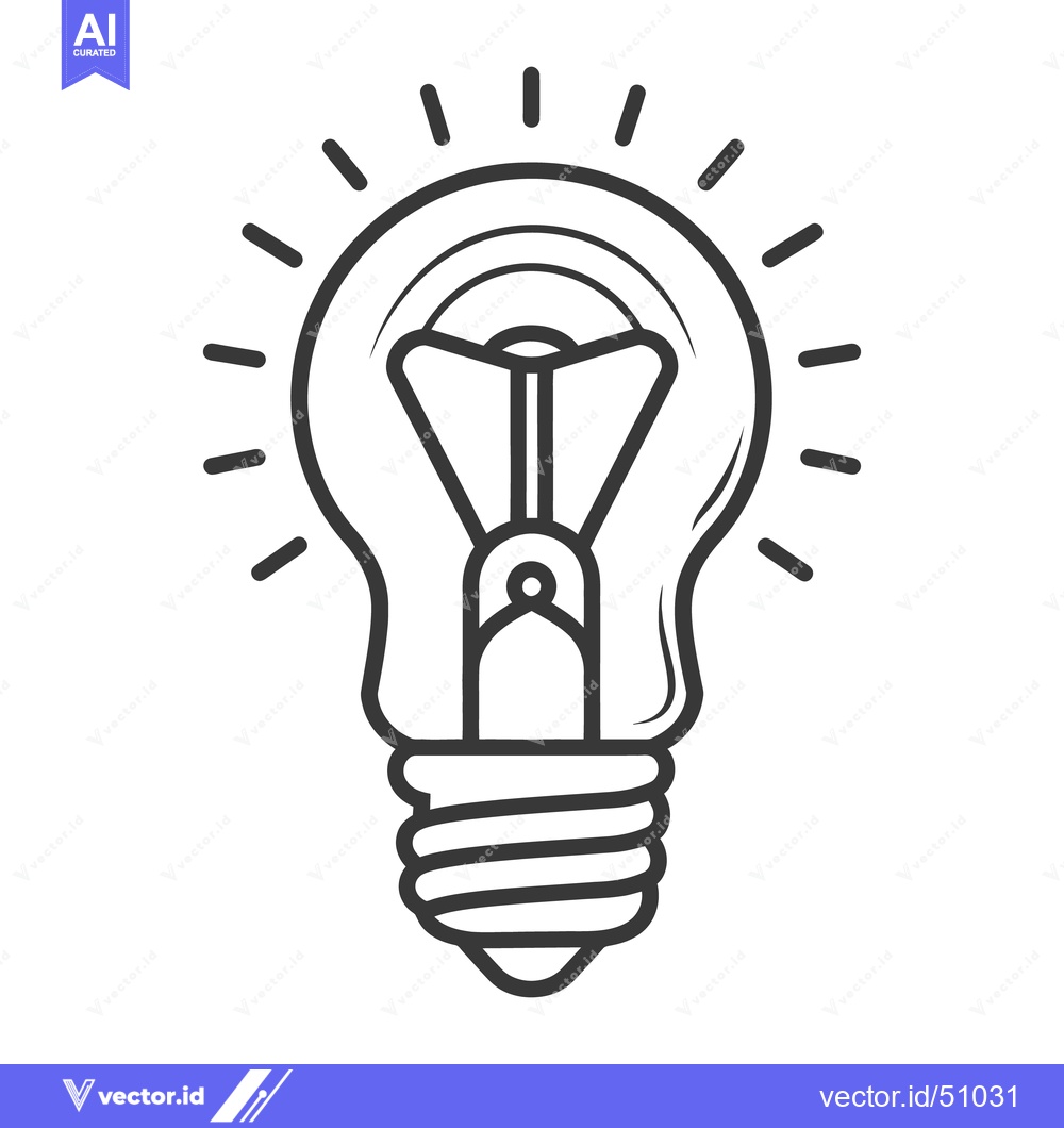 Premium Vector dari An illustrated lightbulb radiating light with stylized design elements