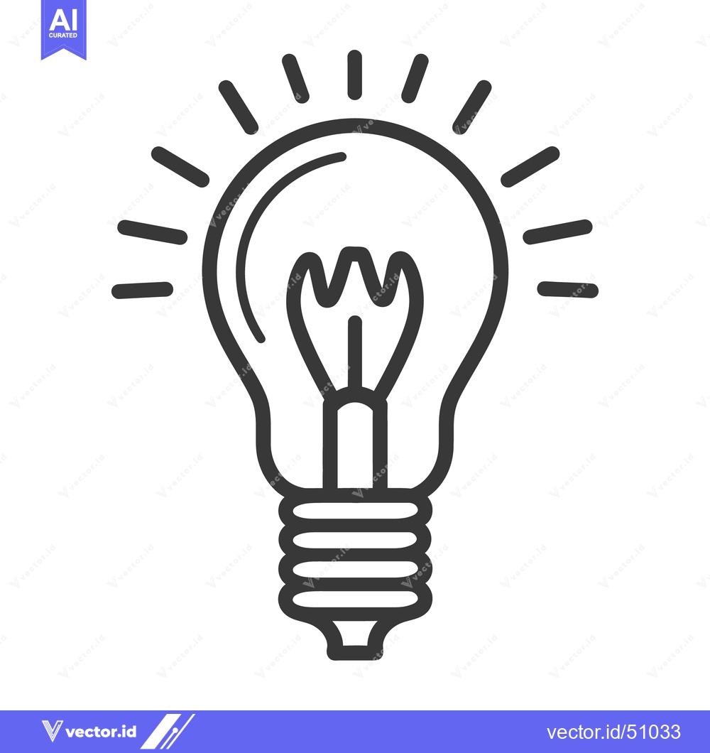 Premium Vector dari A glowing lightbulb with rays representing a bright idea