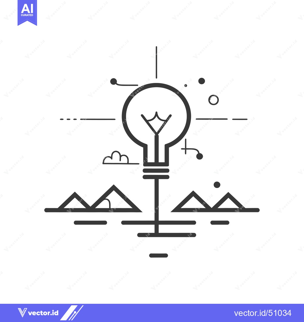 Premium Vector dari Lightbulb on a Stem Over a Landscape of Triangles