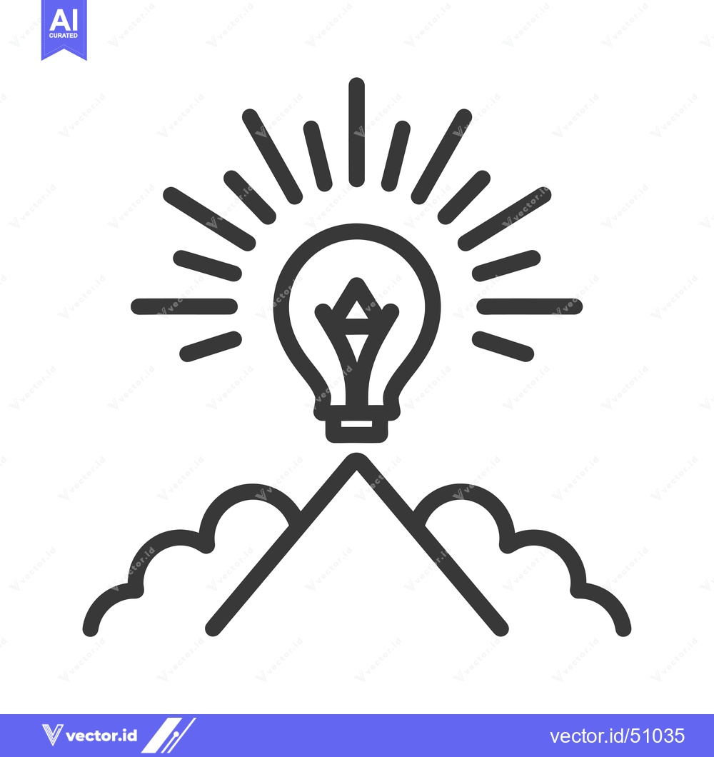 Premium Vector dari Light Bulb Shining Above a Mountain Peak with Clouds
