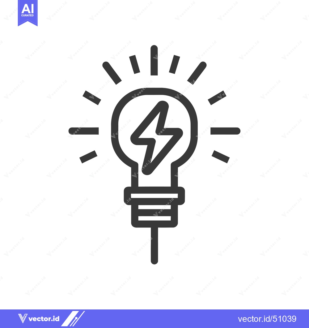 Premium Vector dari Lightbulb with a lightning bolt inside and radiating rays
