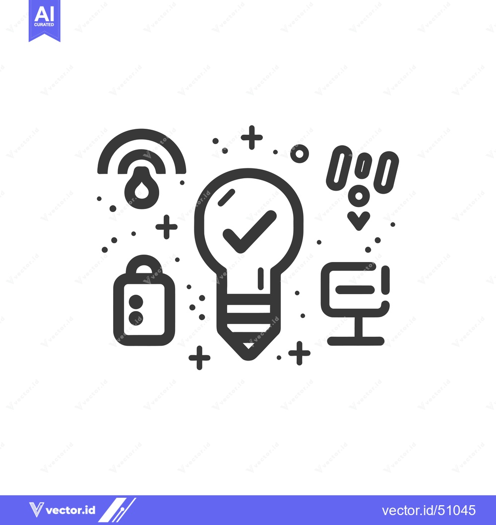 Premium Vector of Lightbulb with Checkmark and Surrounding Icons