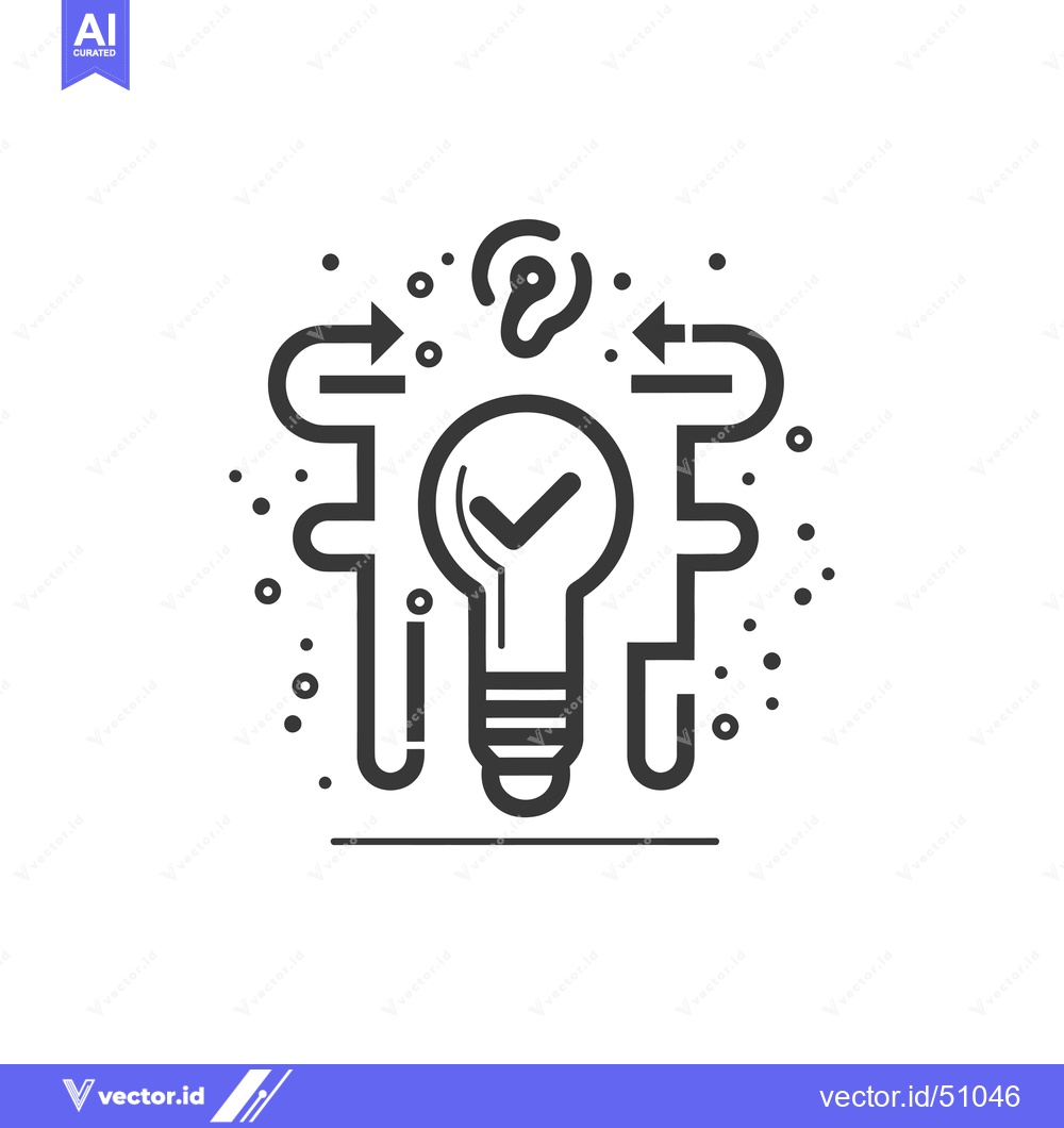 Premium Vector dari Lightbulb with Checkmark Surrounded by Arrows and Dots