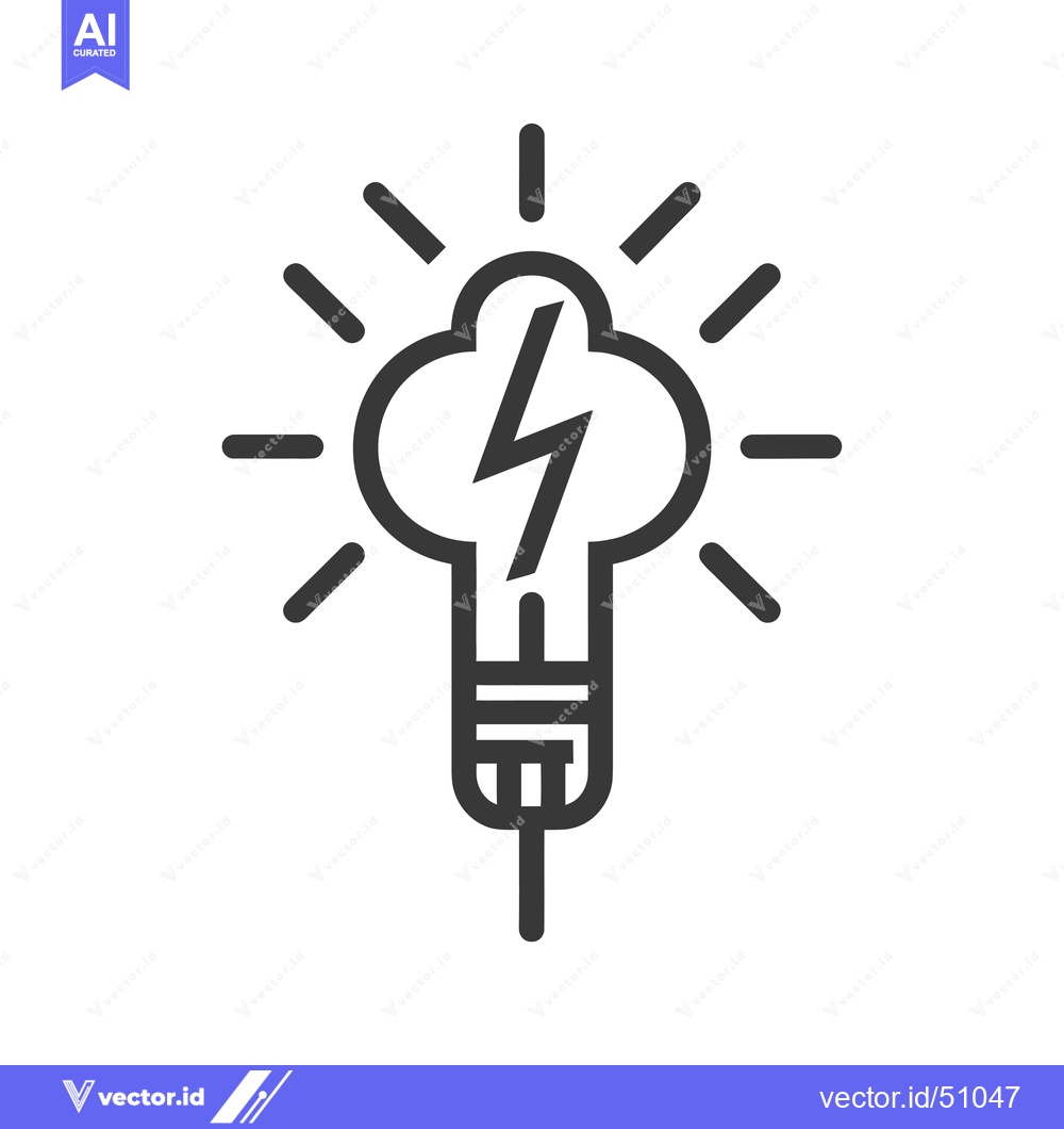 Premium Vector dari Lightbulb with Cloud and Lightning Bolt Inside