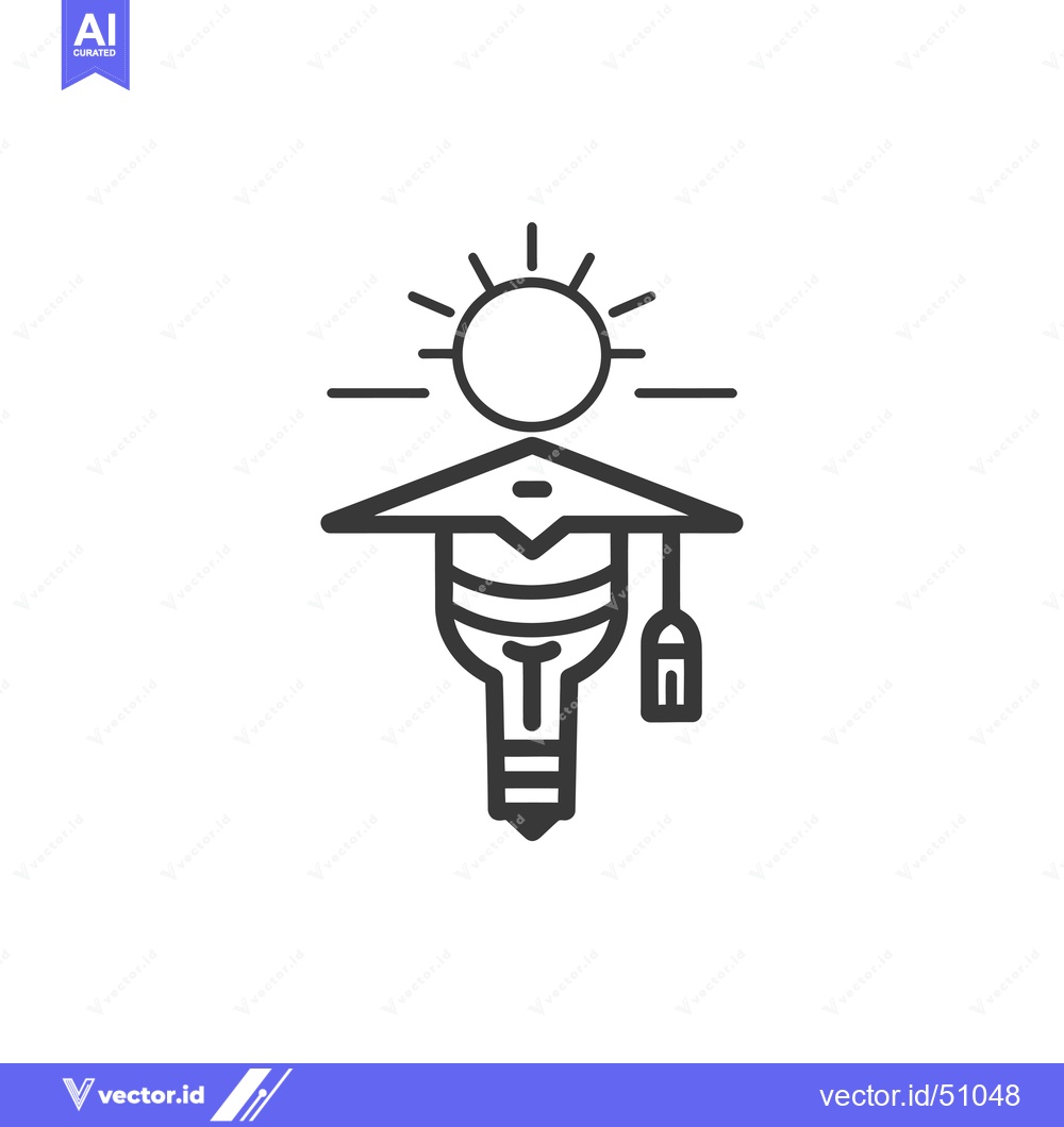 Premium Vector dari Light Bulb with Graduation Cap and Sun Rays