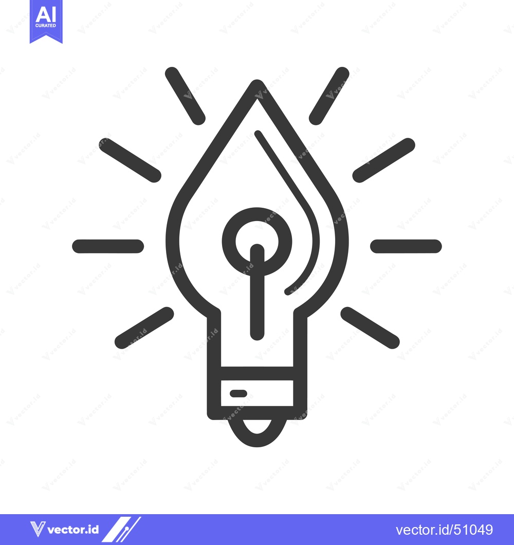 Premium Vector dari Light Bulb with Ink Pen Nib Inside and Radiating Lines