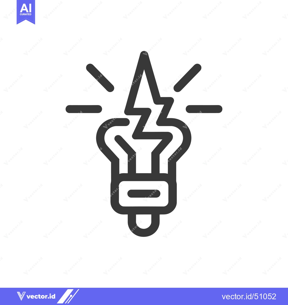Premium Vector dari Lightbulb with lightning bolt inside and radiating lines