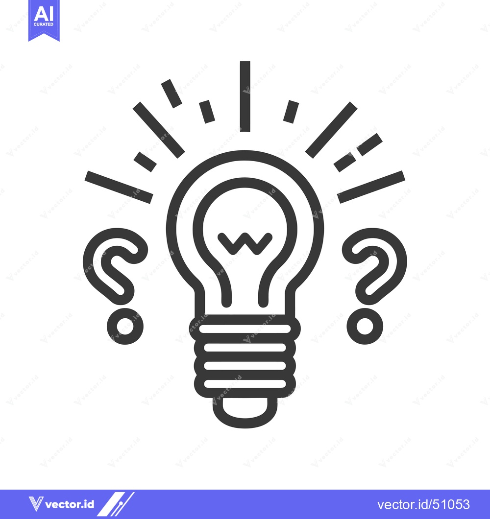 Premium Vector of Light Bulb with Question Marks and Radiating Lines