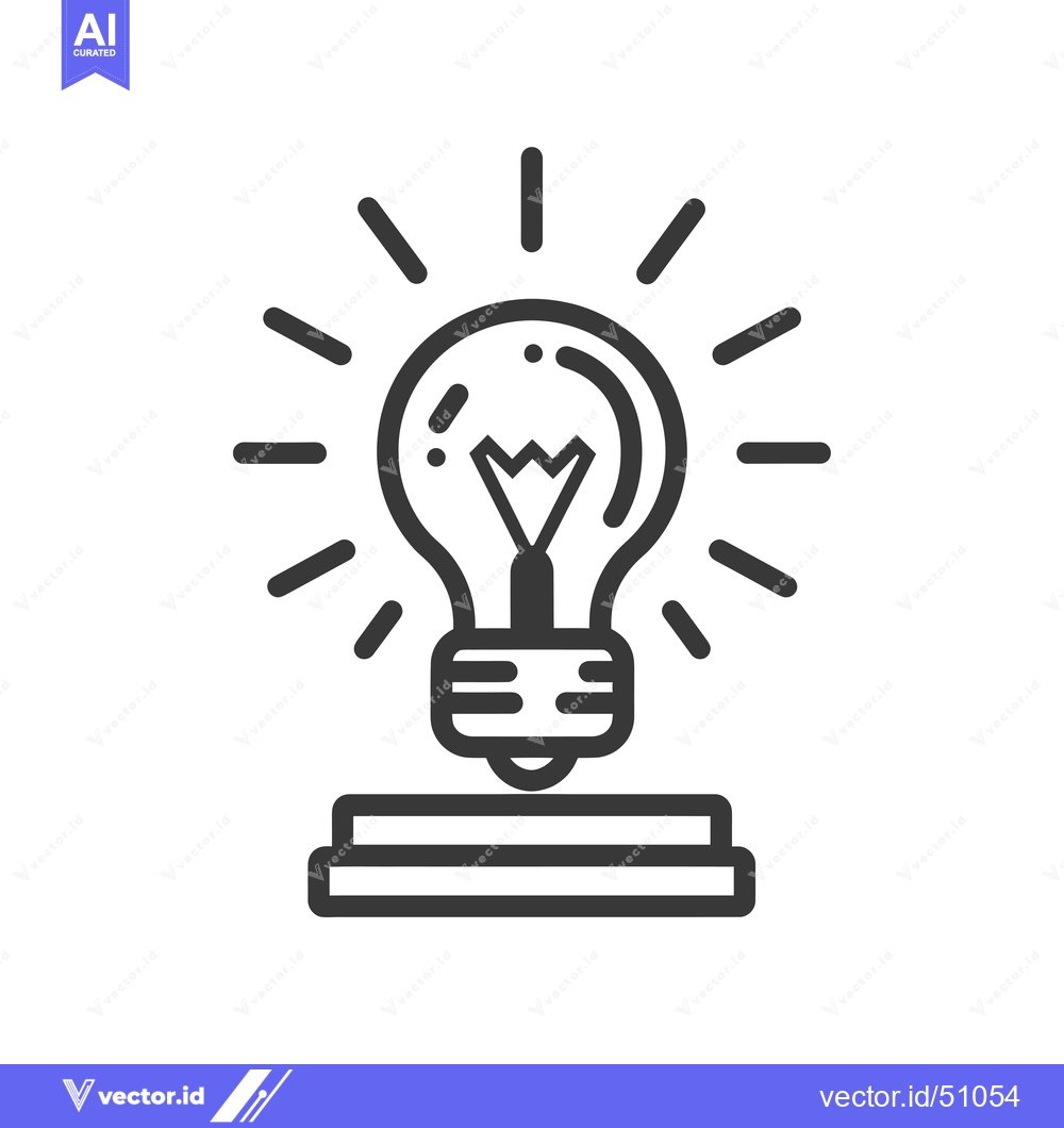 Premium Vector of Lightbulb with radiating light rays on a pedestal