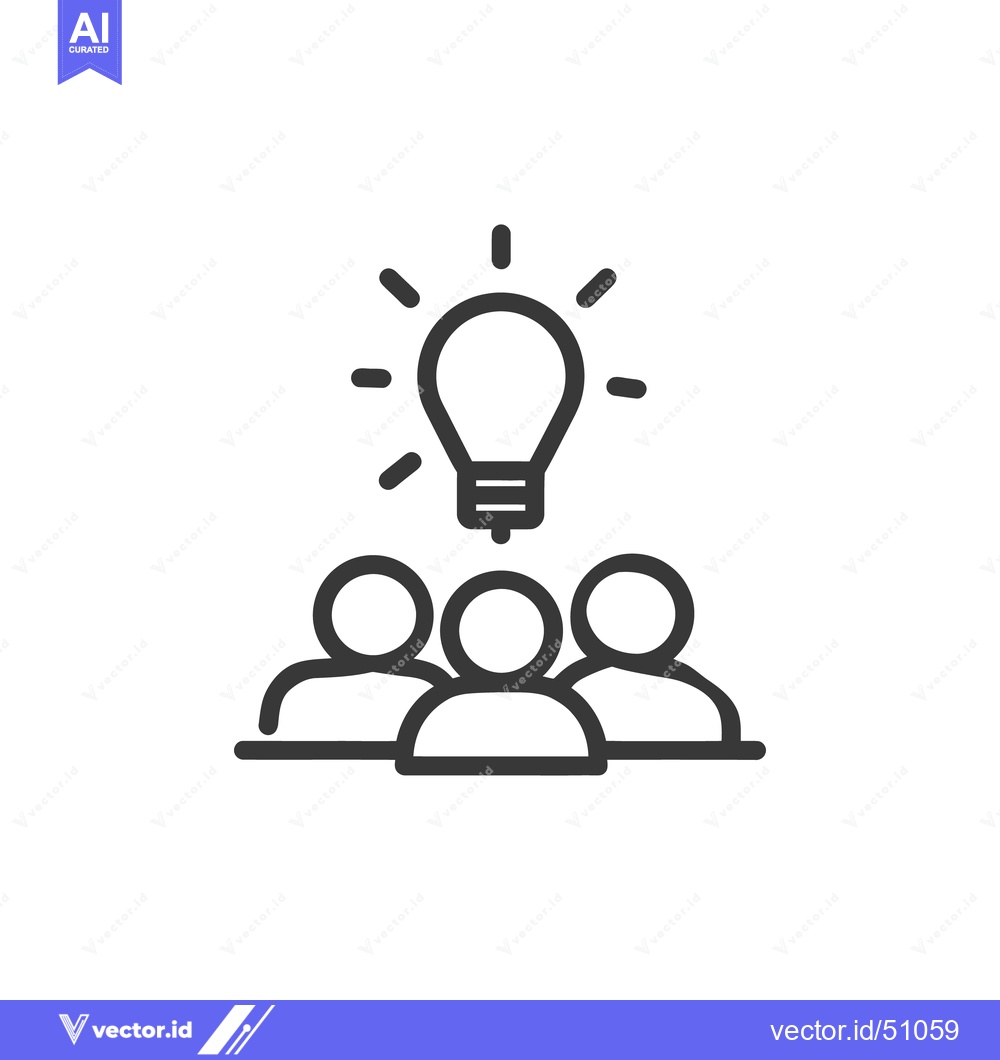 Premium Vector dari Collaborative Idea Generation: Teamwork with Lightbulb Symbol Above