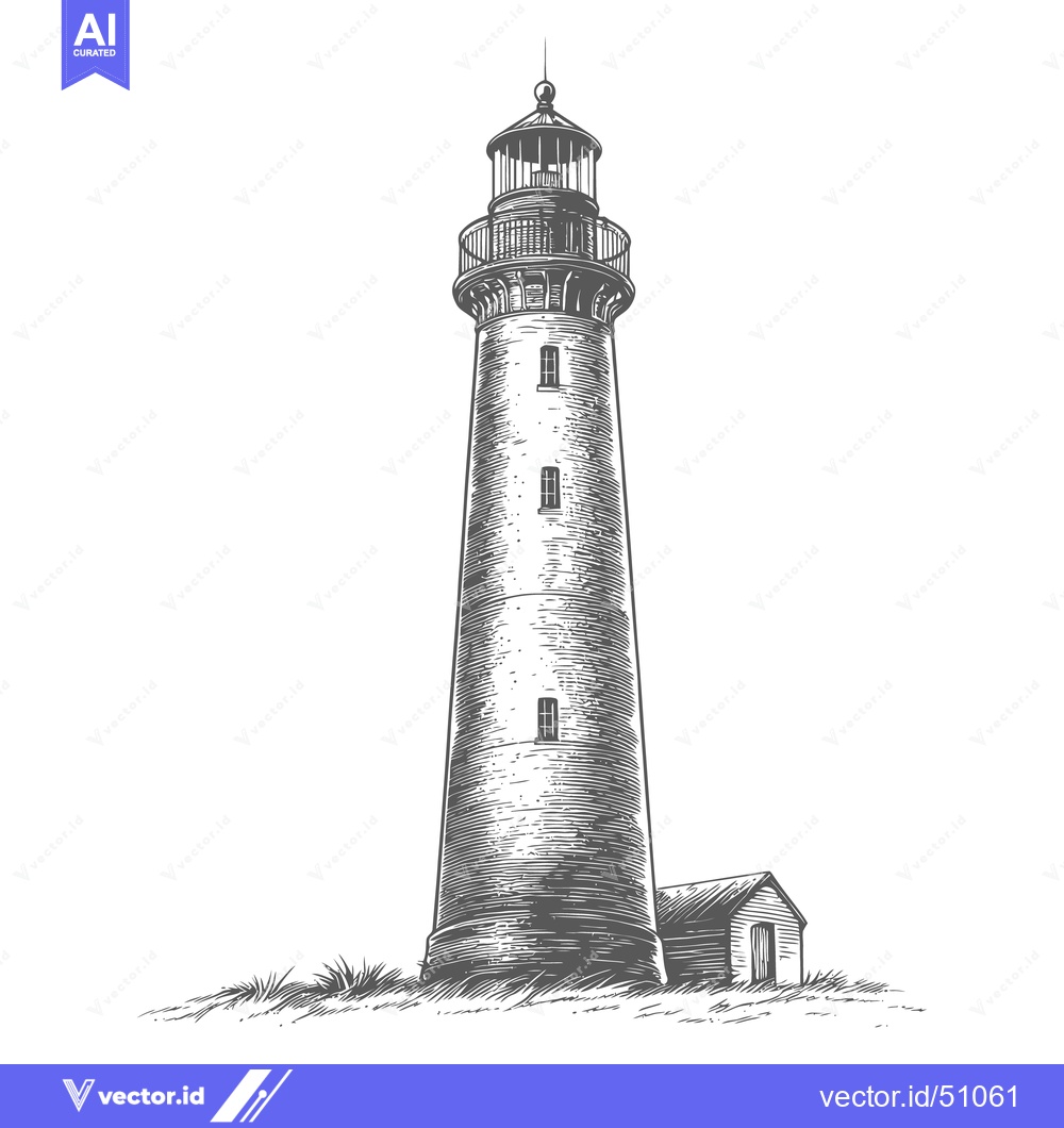 Premium Vector dari A Tall Black And White Illustration Of A Lighthouse