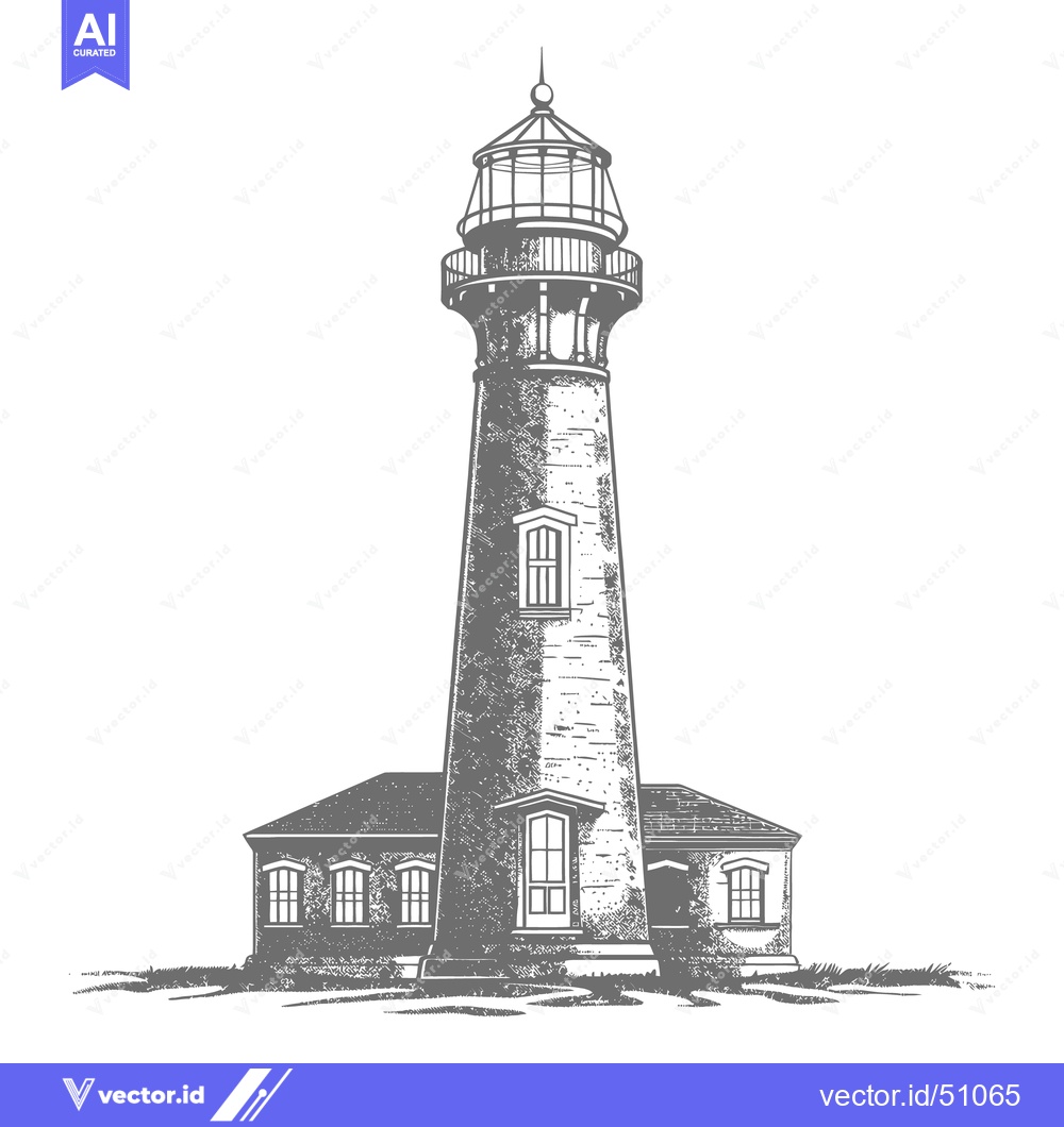 Premium Vector of A tall stone lighthouse is standing at a coastal location
