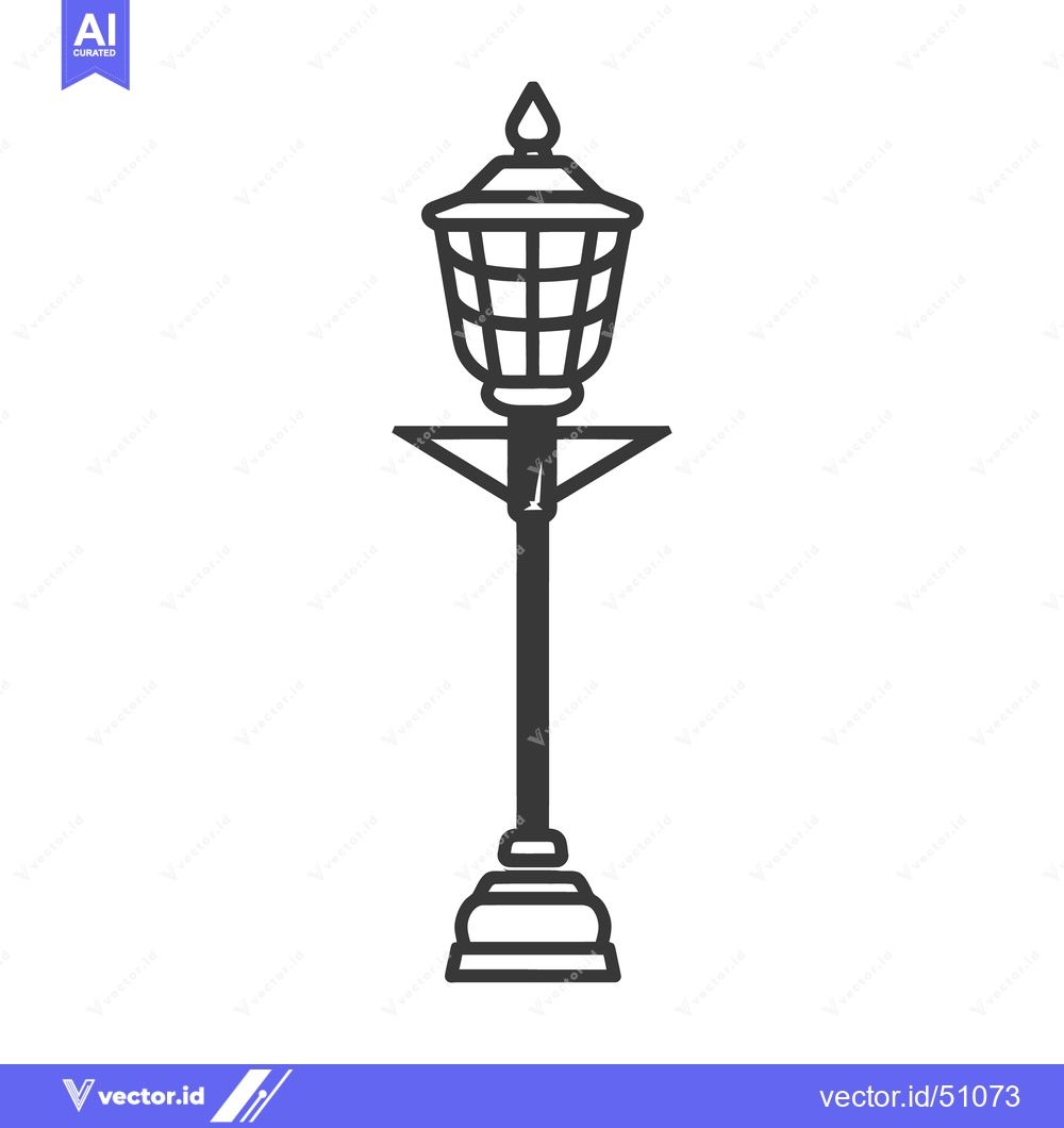 Premium Vector dari A monochrome illustration depicts a decorative street lamp post