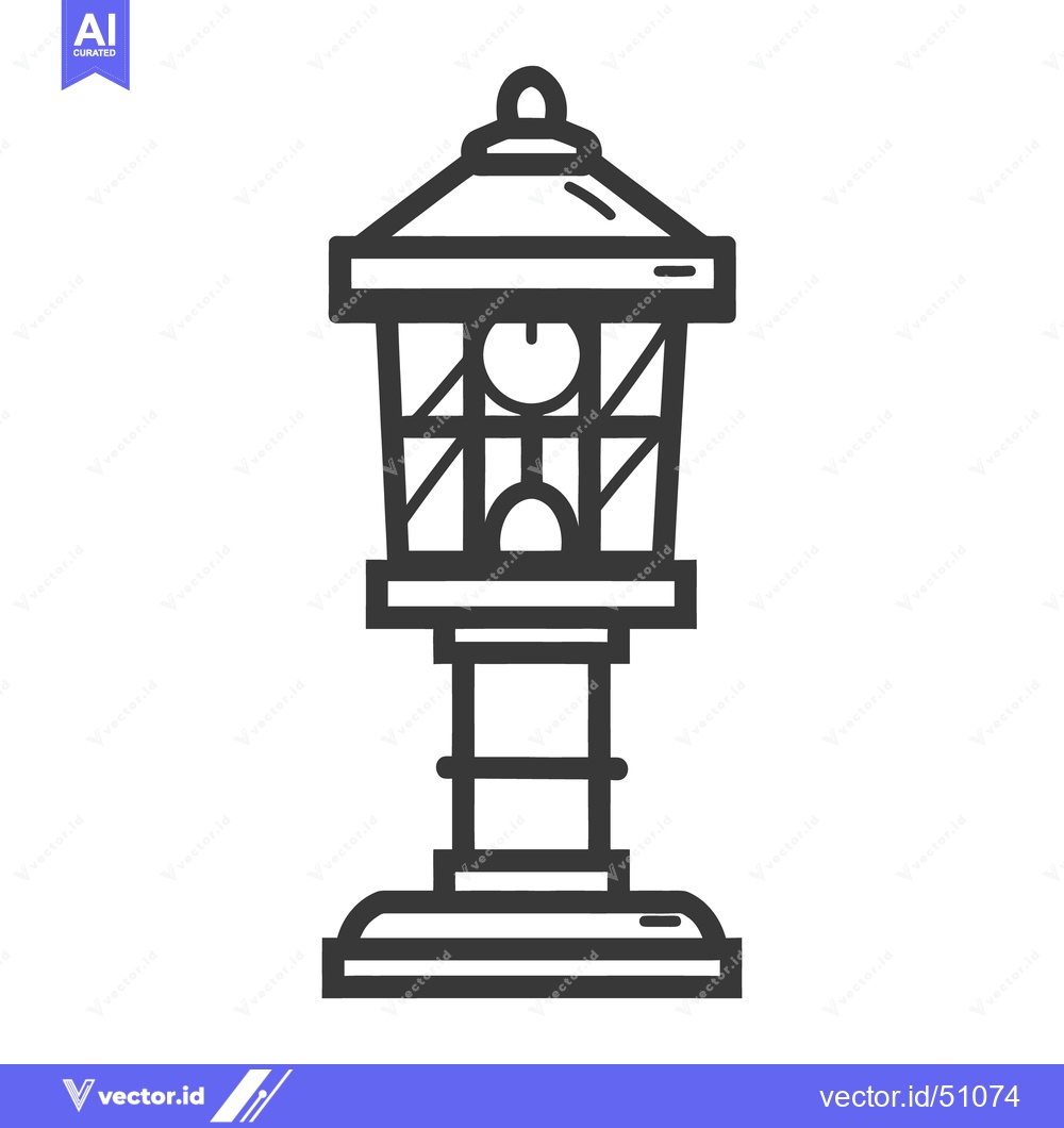 Premium Vector dari Decorative outdoor lantern illustrated with thick black lines and simp