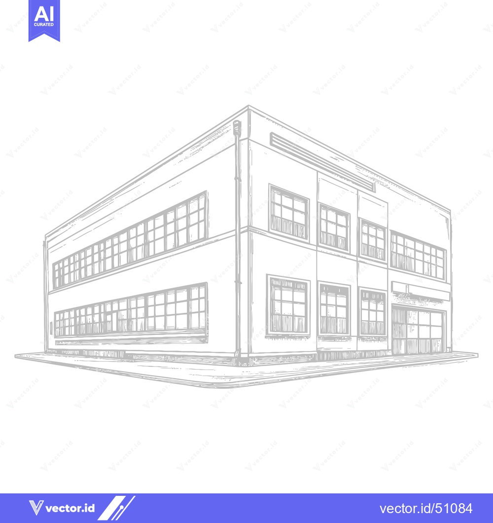 Premium Vector of A detailed perspective sketch depicting a modern building facade corne