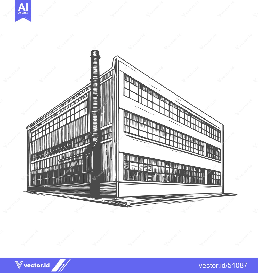 Premium Vector dari A detailed architectural drawing of a large industrial building