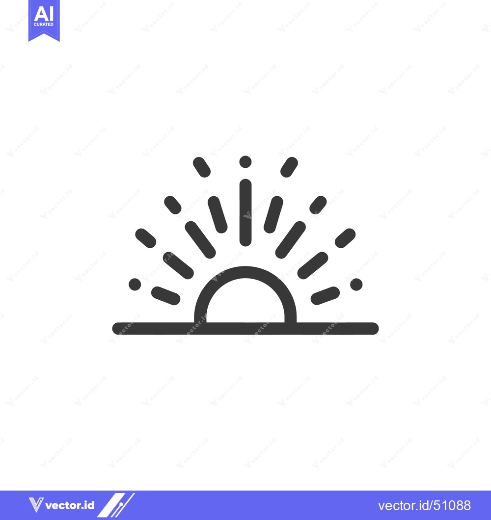 Premium Vector dari Sunrise Icon: Minimalist Line Art Depicting Dawn with Radiating Rays