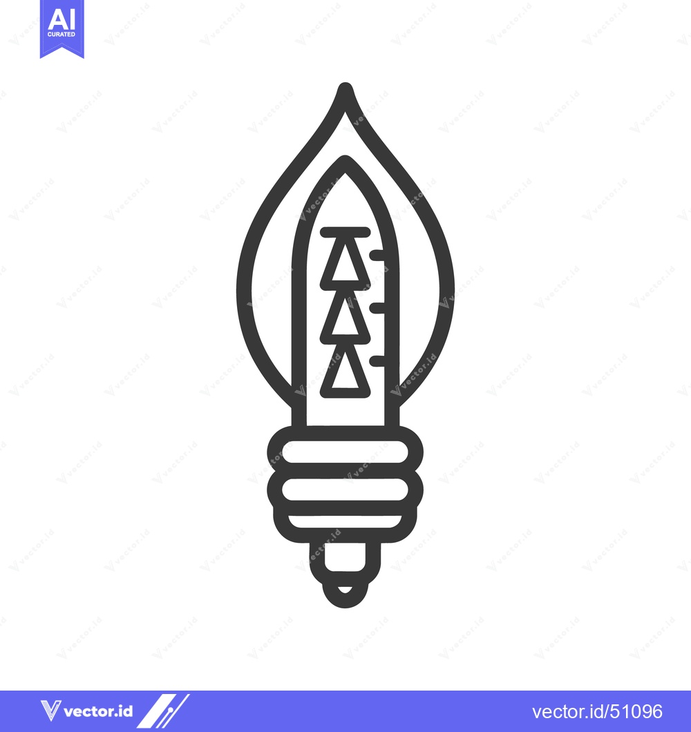 Premium Vector dari A stylized dark outline drawing depicting a lightbulb and flame