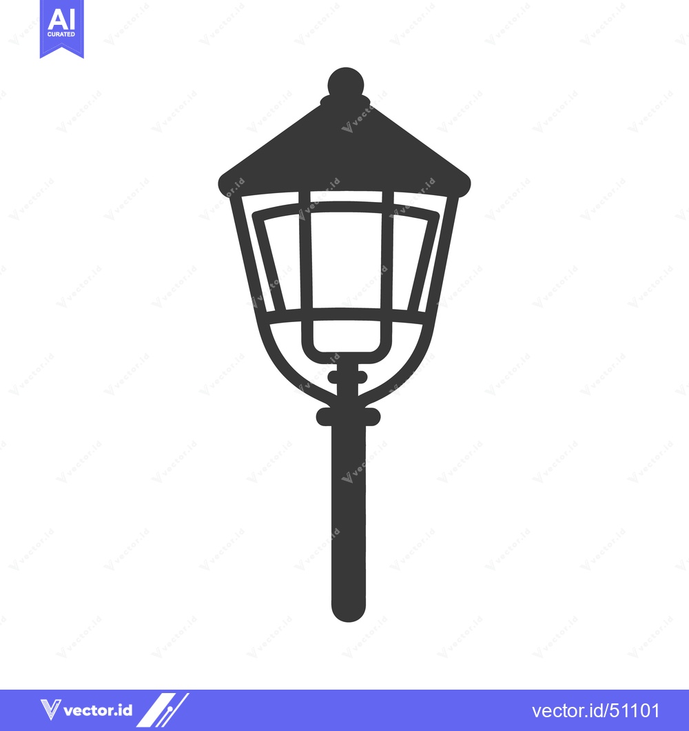 Premium Vector of An isolated silhouette depicts a vintage style streetlight on a pole