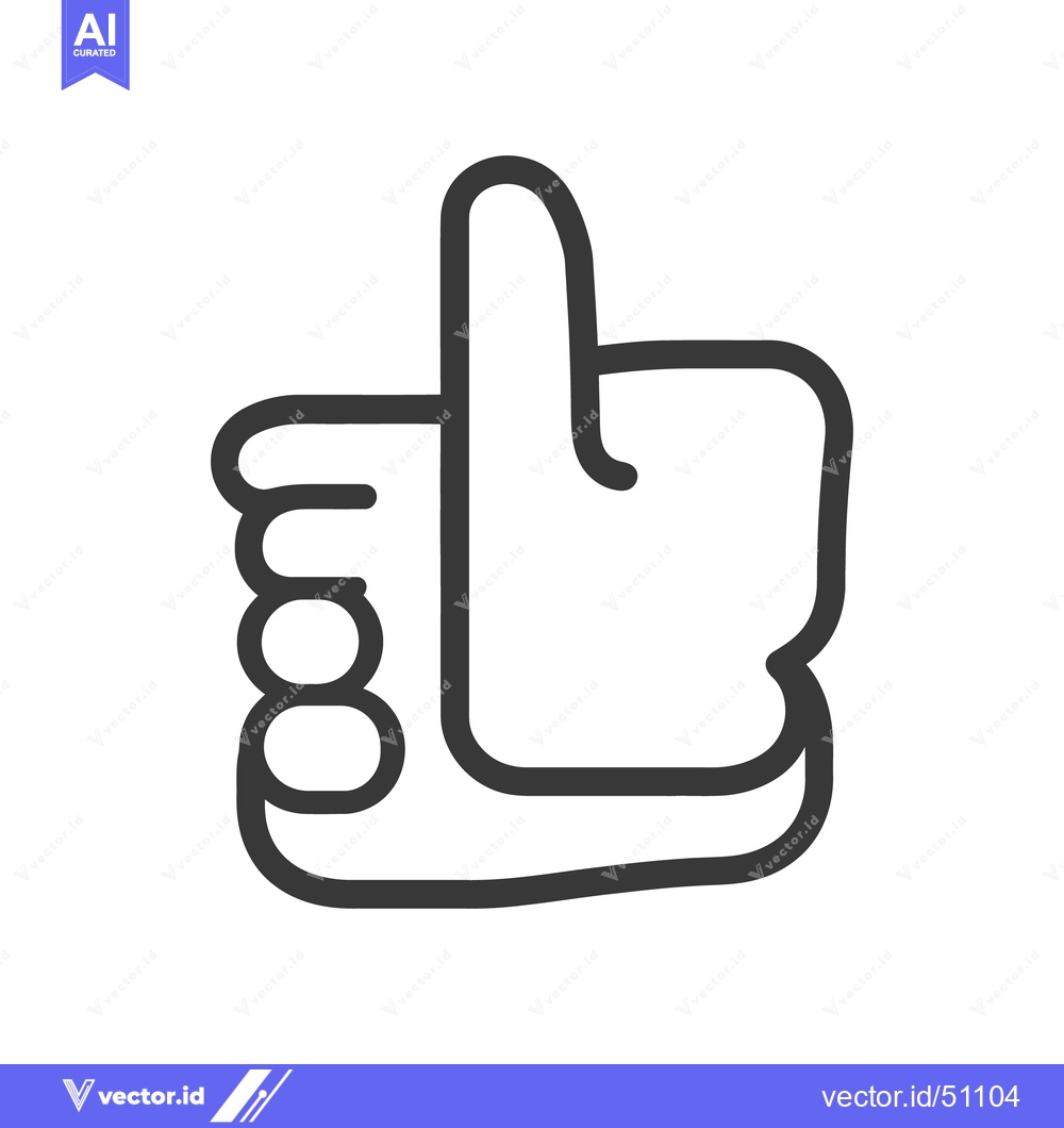 Premium Vector dari A simple line drawing depicting a hand with raised thumb