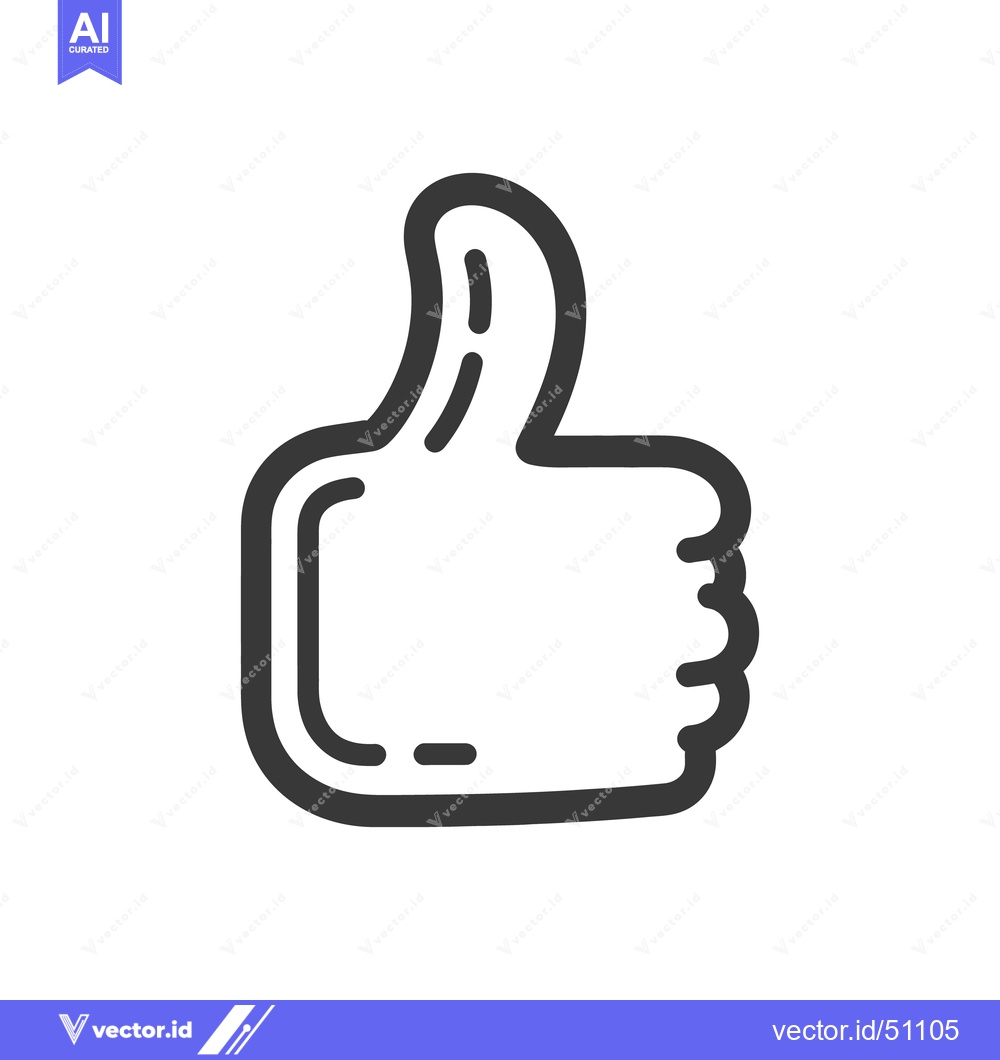 Premium Vector dari A simple line drawing of a raised thumbs up gesture