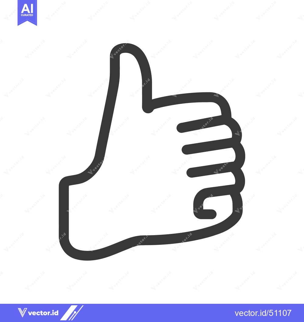 Premium Vector of A black line illustration of a human hand with its thumb raised
