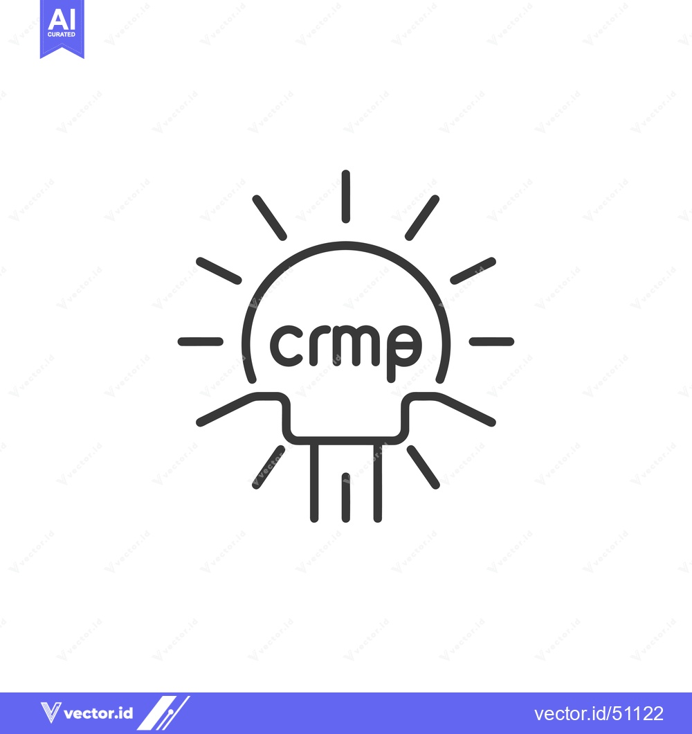 Premium Vector dari Line art depiction of a lightbulb with the word "CRMP" inside